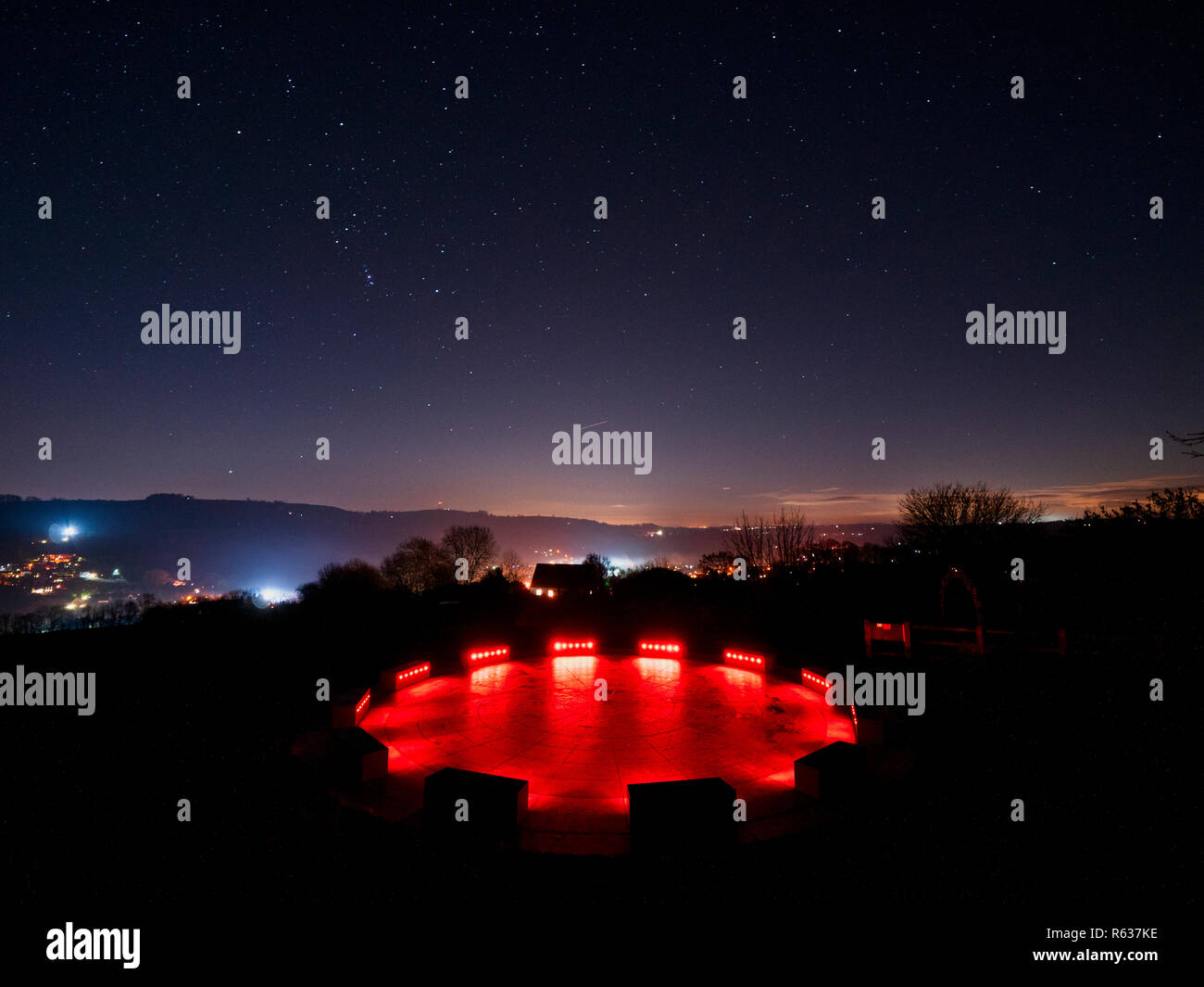 Wirksworth, UK. 03rd Dec, 2018. UK Weather: clear cold starry night at the star disc above Wirksworth in the Derbyshire Dales, Peak District National Park Credit: Doug Blane/Alamy Live News Stock Photo