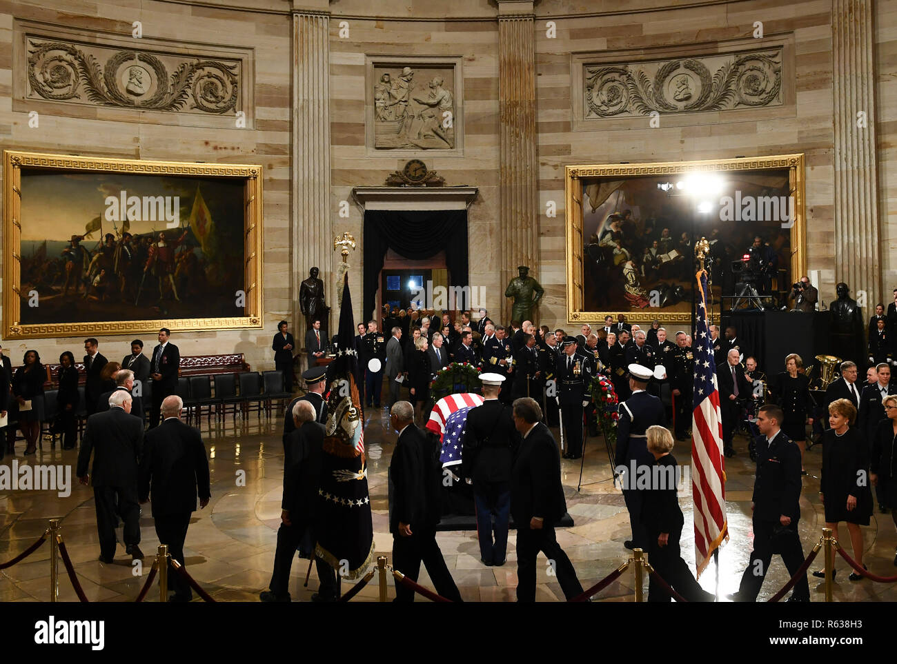 Cabinet Members Of The Late Former President George H W Bush Walk