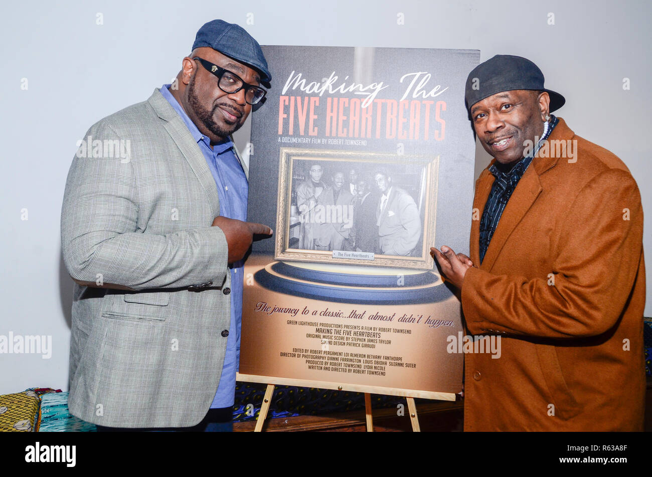 Harlem Ny Usa 3rd Dec 18 Mr Biggs Soul Sonic And Bowlegged Lou Full Force Attend The Ny Premiere Screening Of The Robert Townsend S Original Feature Documentary Making The Five Heartbeats At