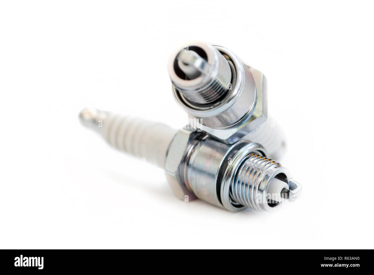Two spark plugs on white Stock Photo Alamy