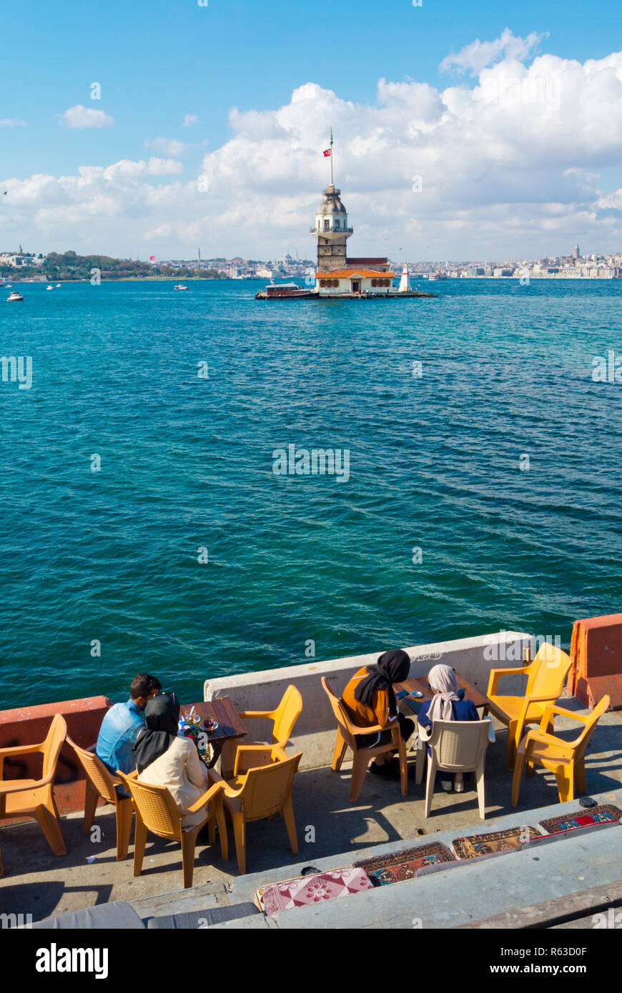 People, at Kiz Kulesi, Maiden's Tower, Uskudar, Istanbul, Turkey, Asian side Stock Photo