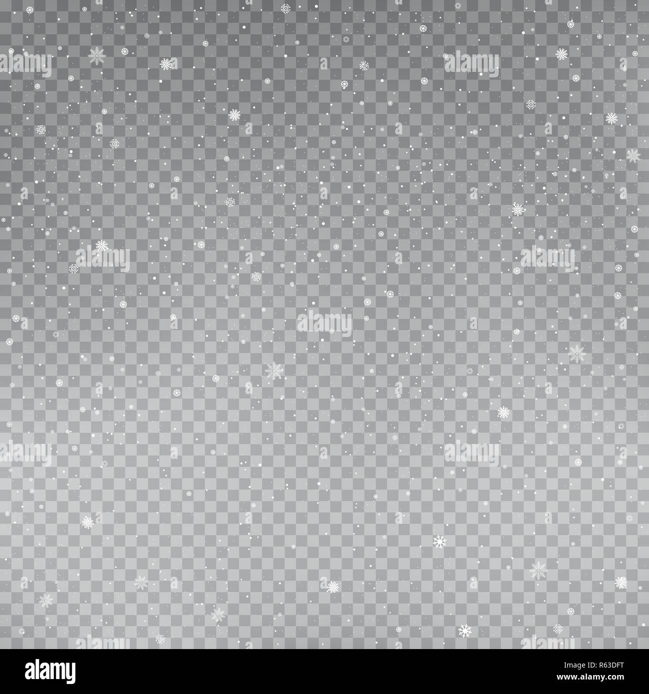 Christmas snowfall transparent background Stock Vector