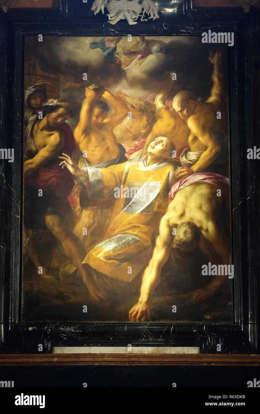 Altar of Saint Stephen Protomartyr in the Cathedral of Saint Lawrence in Lugano, Switzerland Stock Photo