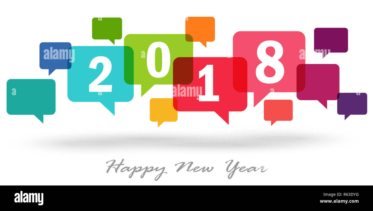 new year 2018 speech bubbles Stock Photo
