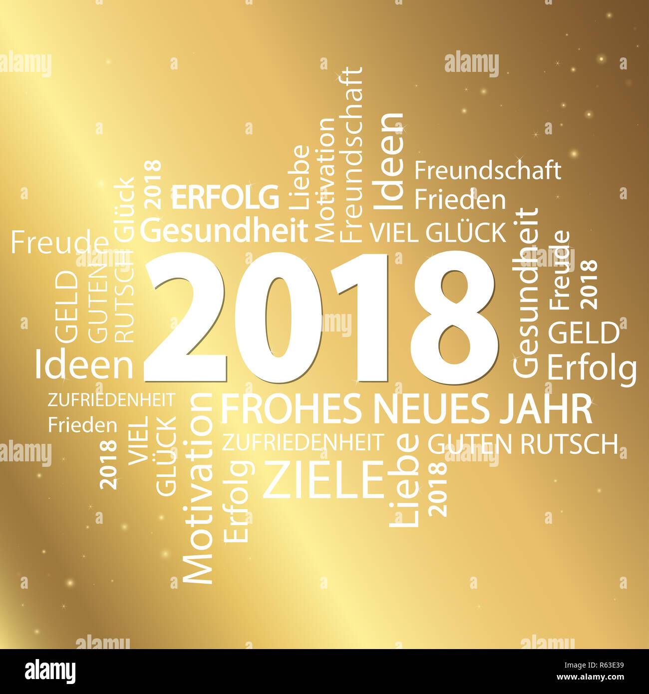 word cloud with new year 2018 greetings Stock Photo - Alamy