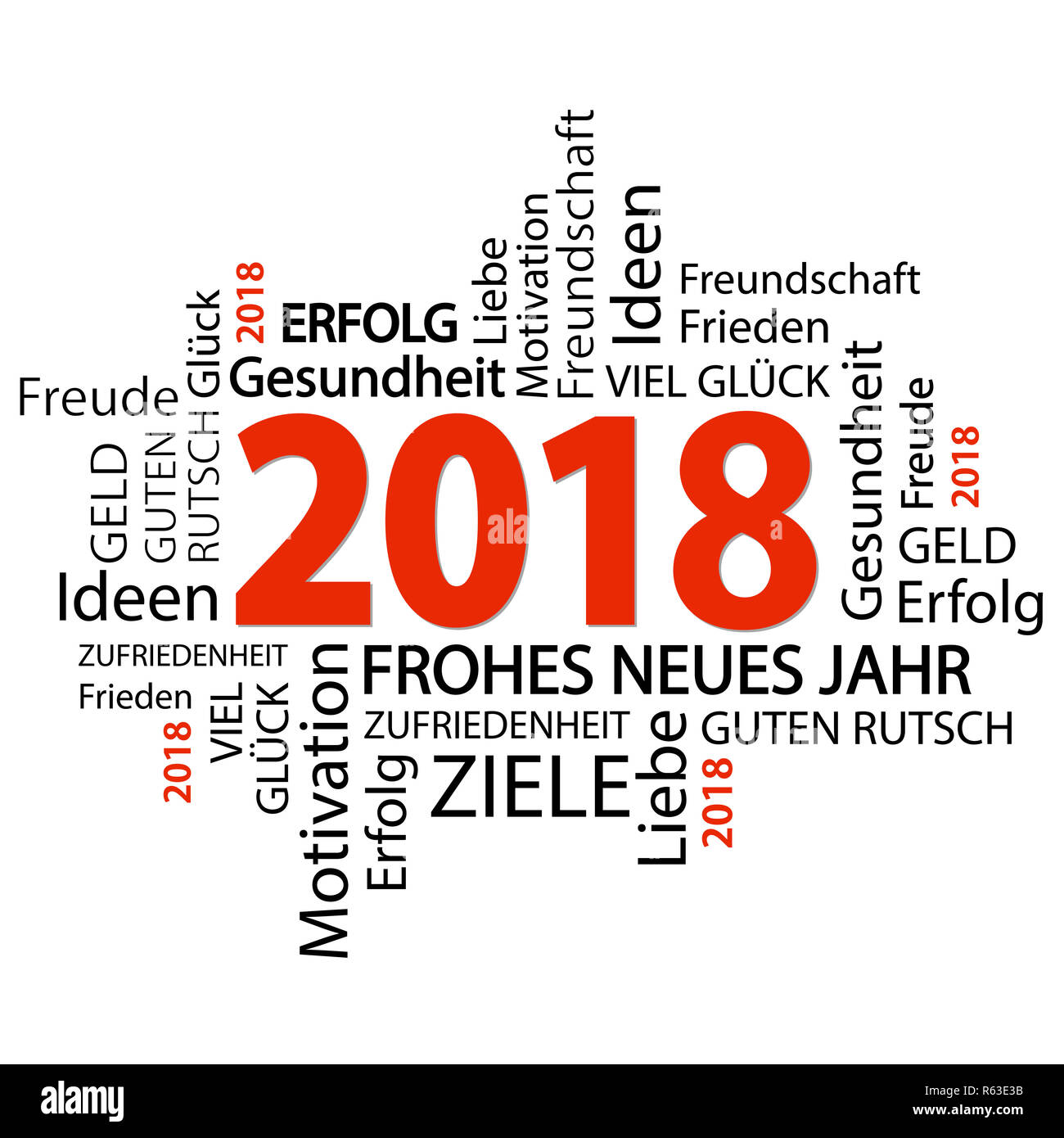 word cloud with new year 2018 greetings Stock Photo - Alamy
