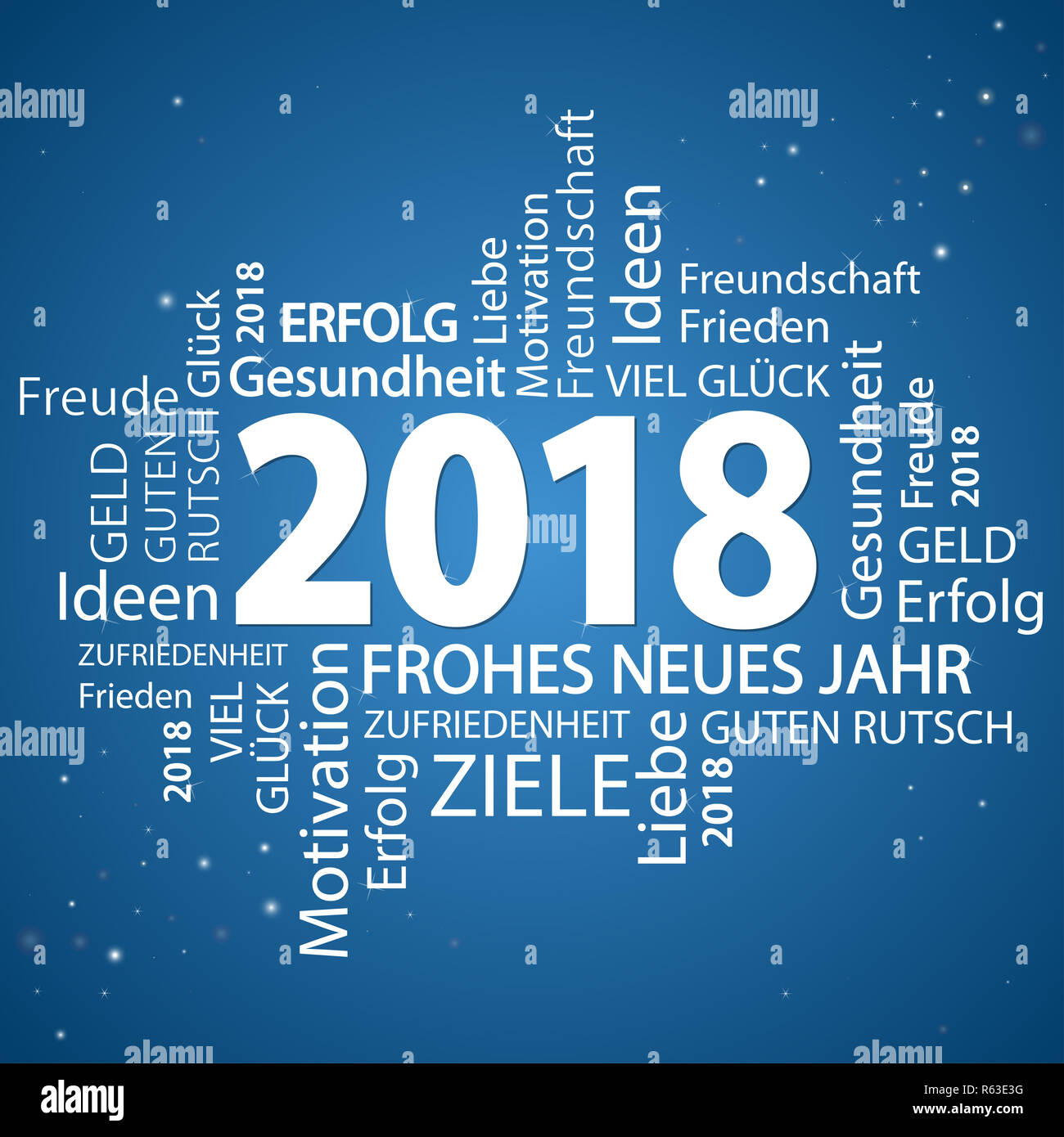 word cloud with new year 2018 greetings Stock Photo - Alamy