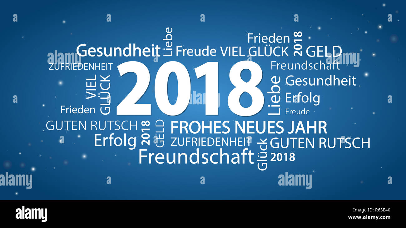 word cloud with new year 2018 greetings Stock Photo - Alamy