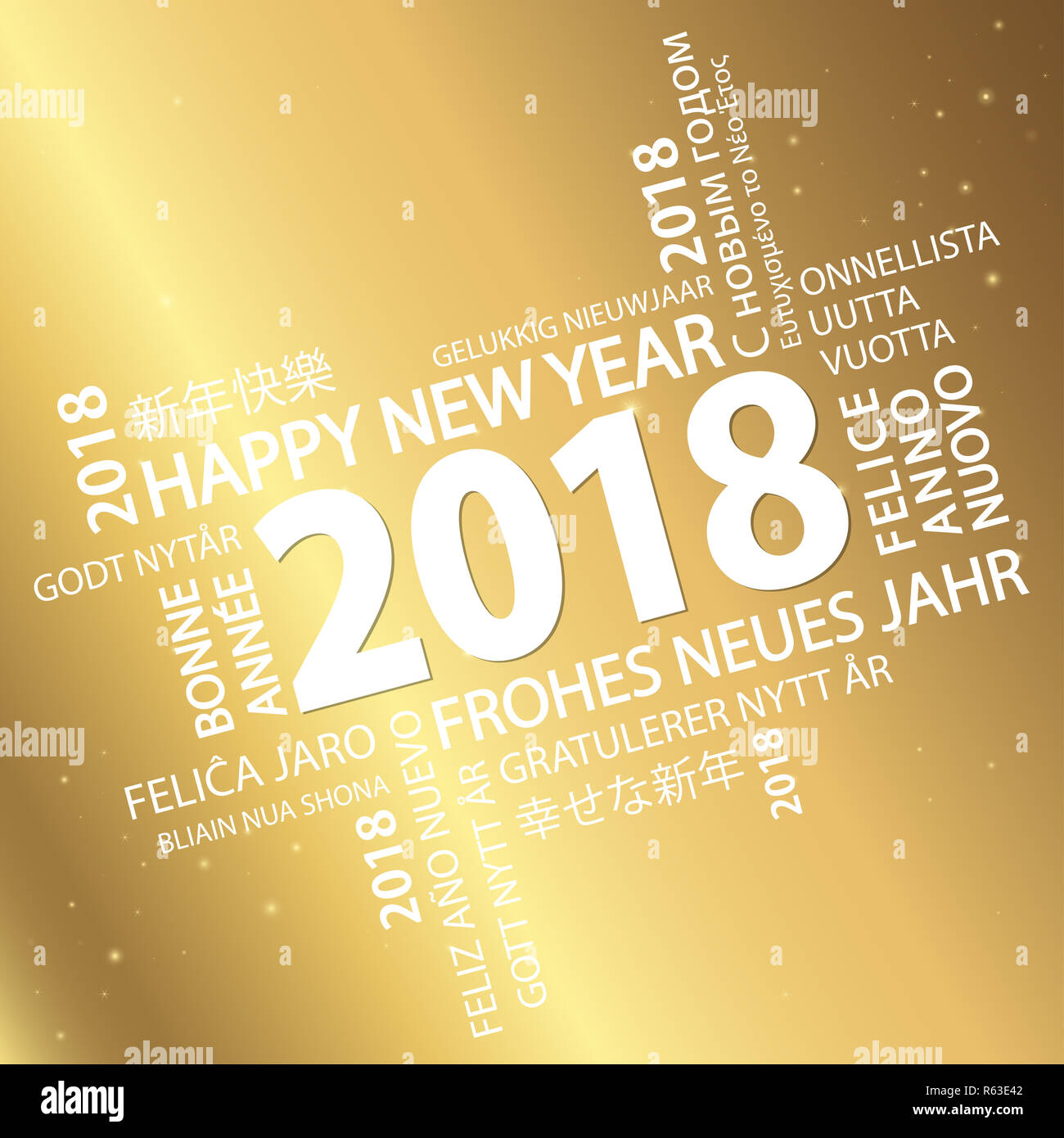 word cloud with new year 2018 greetings Stock Photo - Alamy