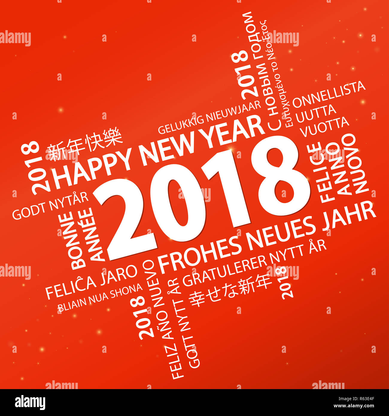 word cloud with new year 2018 greetings Stock Photo - Alamy