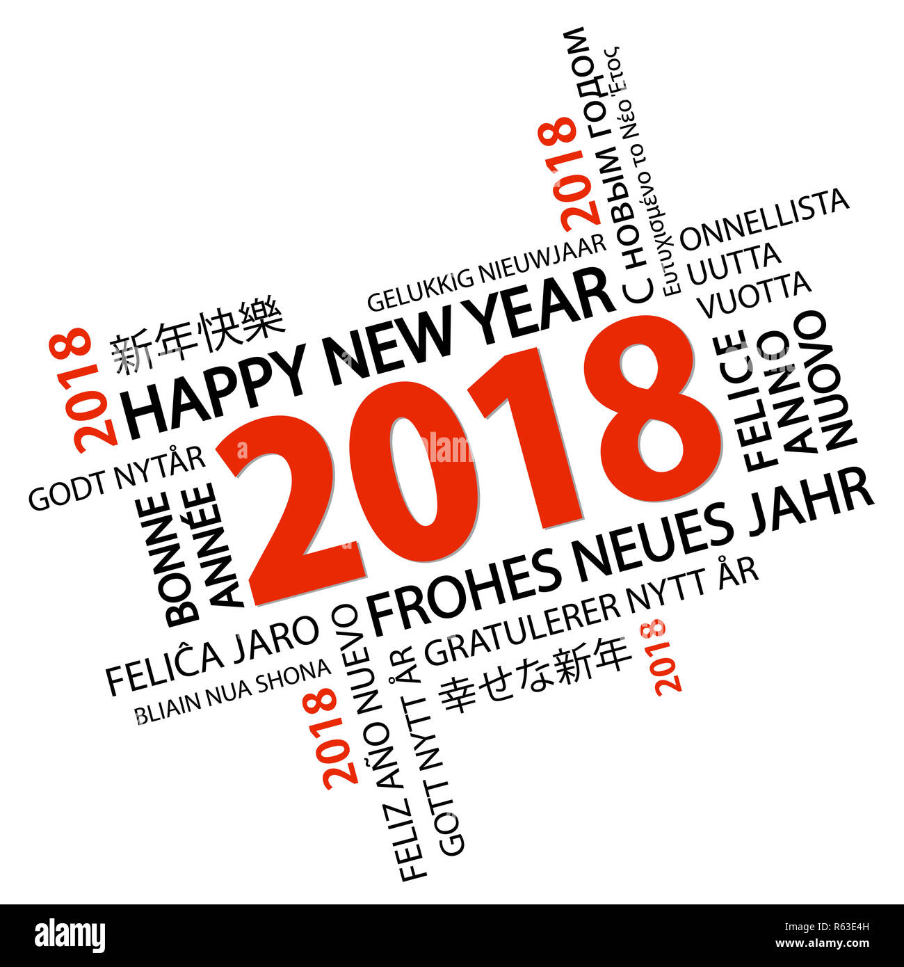 word cloud with new year 2018 greetings Stock Photo - Alamy