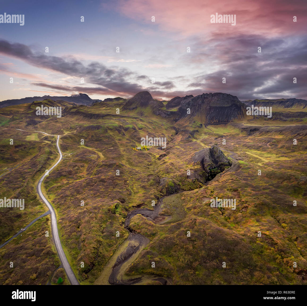 Thingvellir National Park, Iceland. This image is shot using a drone. Stock Photo