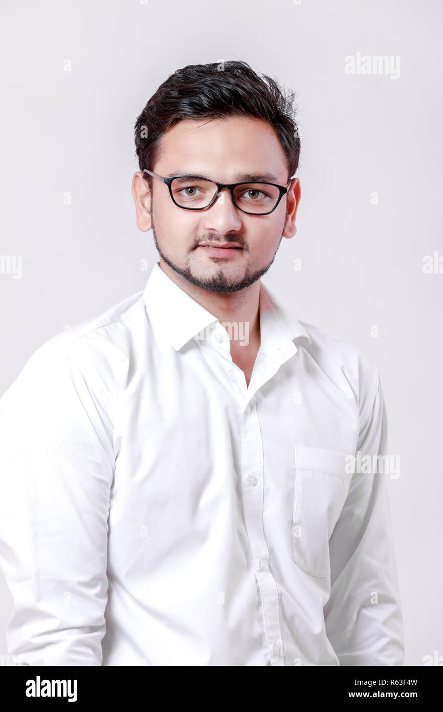 young indian man Standing isolated over white background Stock Photo ...