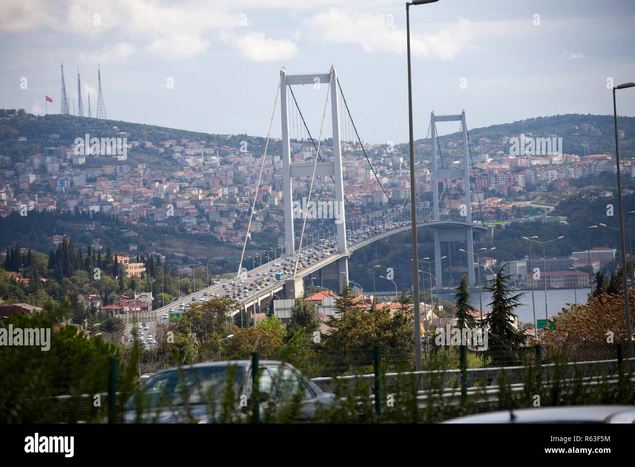Suspended bridge over Bosphorus, Istambul Stock Photo