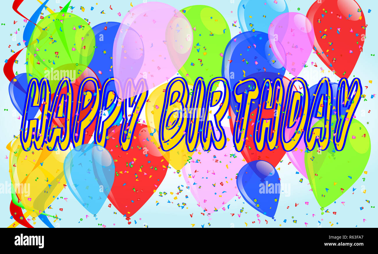 Happy Birthday Balloons and Confetti Party Stock Photo Alamy