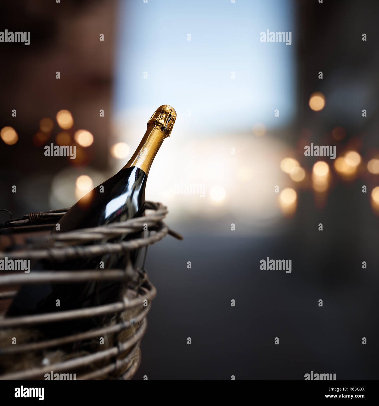 still life with a bottle of champagne Stock Photo