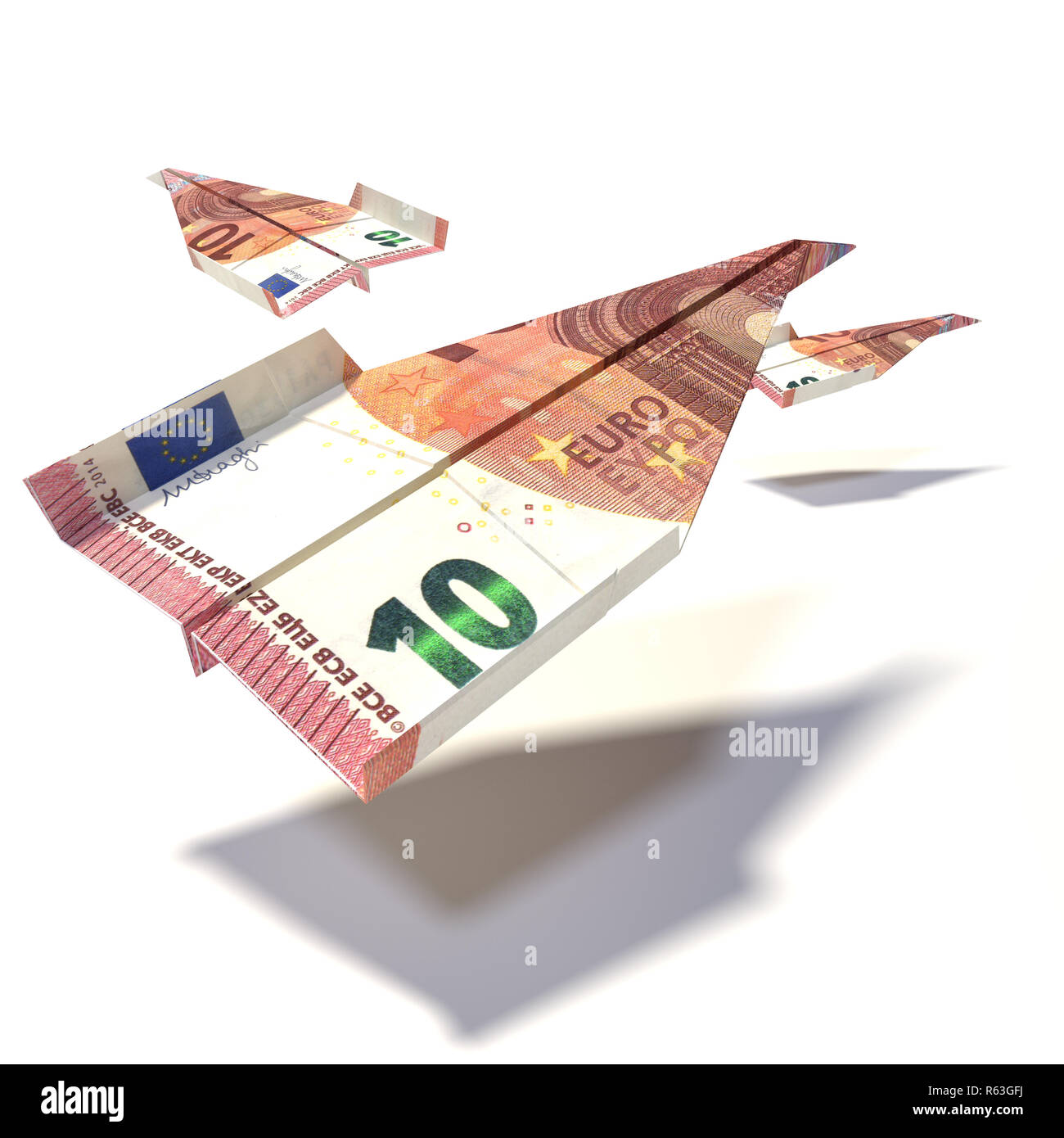 paper plane from a 10 euro bill Stock Photo