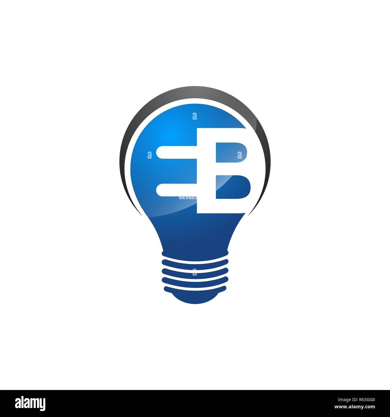 Light sign logo, Vector Illustration for print or web design. Logo template. Inscription 'idea' inside lamp Stock Vector