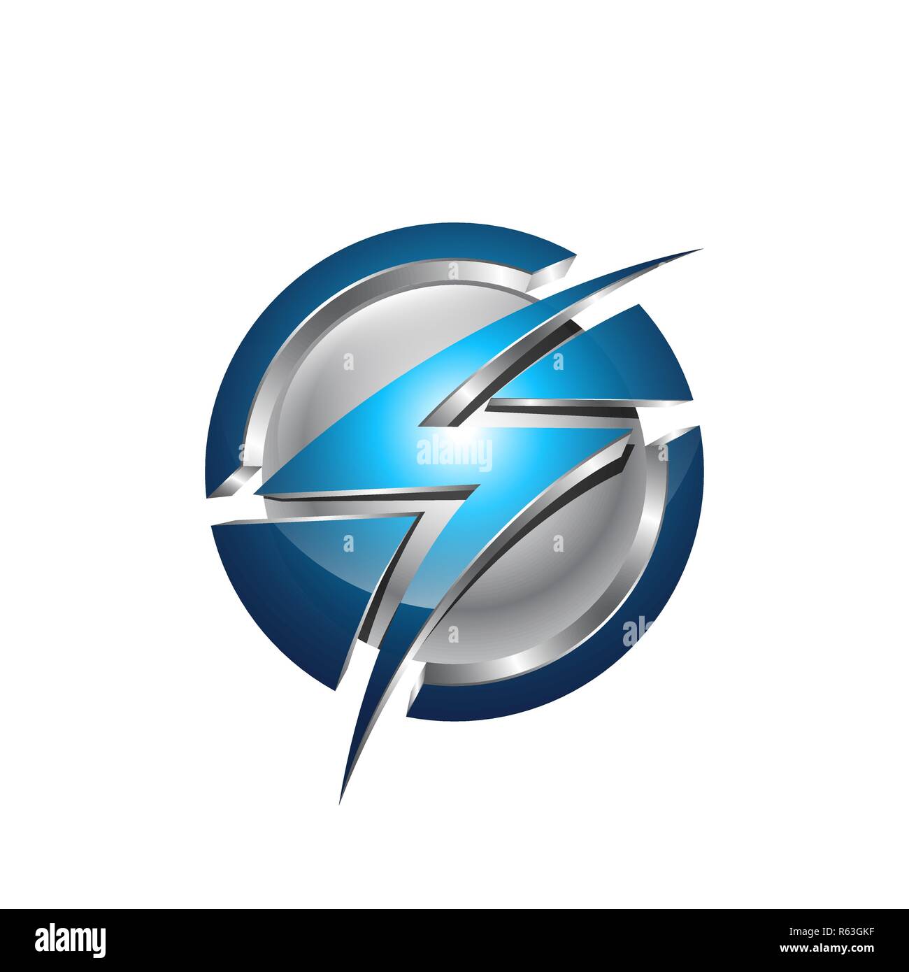 Flash Planet Circle Thunder Logo Design Illustration, Logo Thunder electricity Power Fast Speed Logotype concept Stock Vector