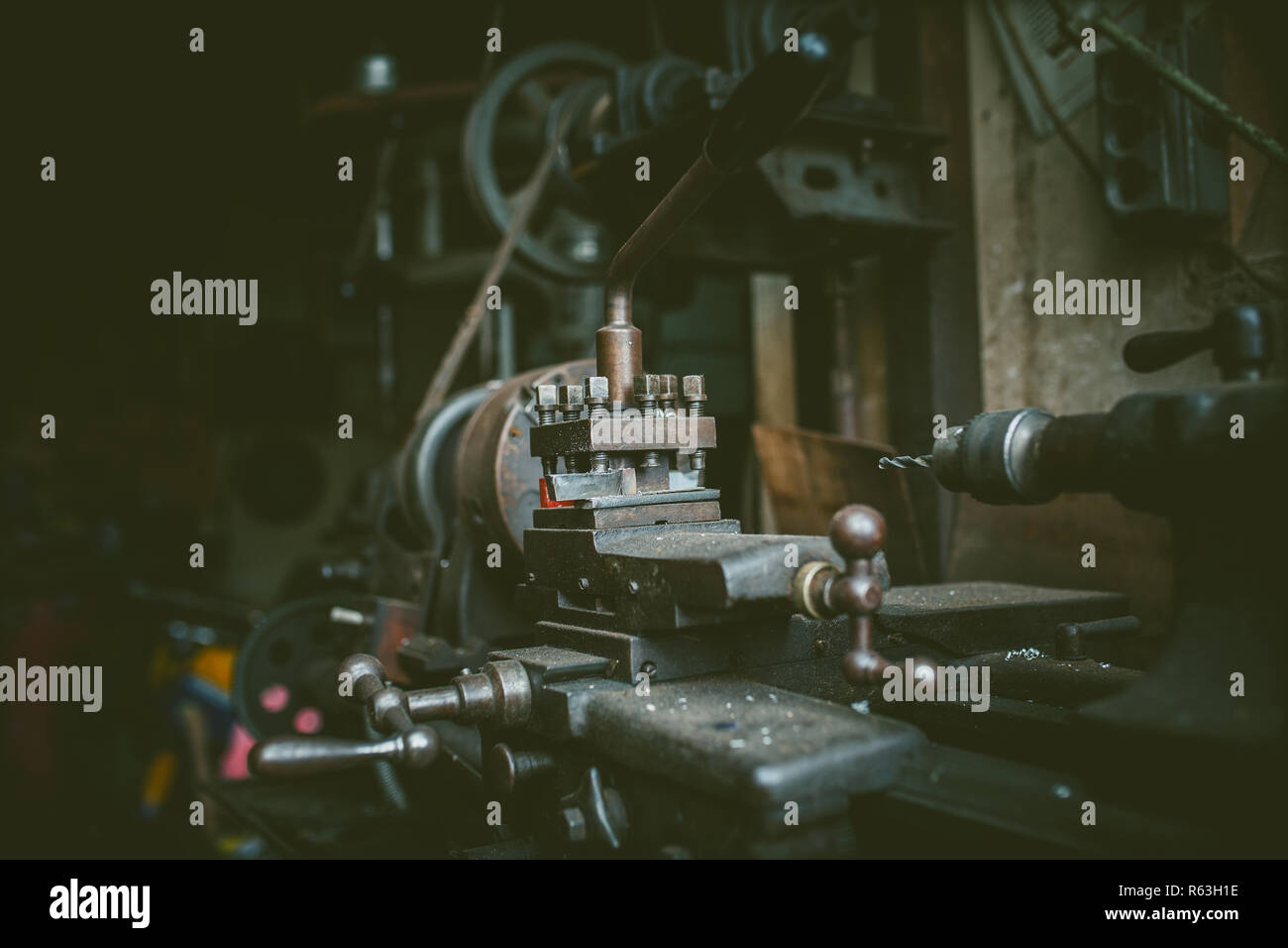 vintage metal turning machine Stock Photo Alamy