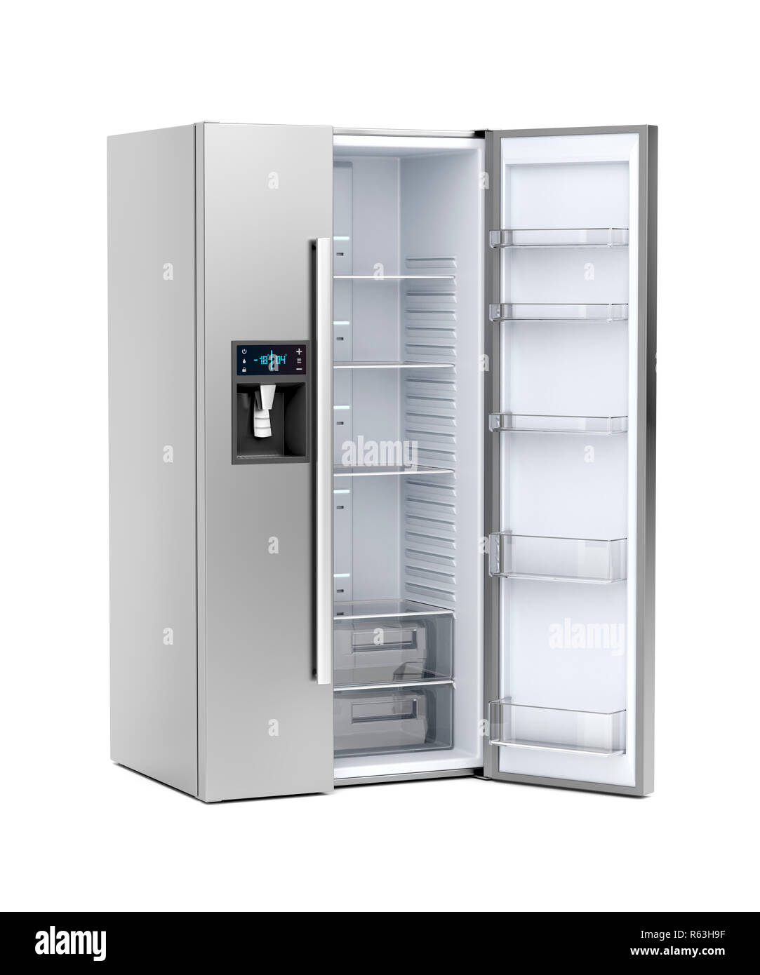 Big refrigerator with opened door Stock Photo