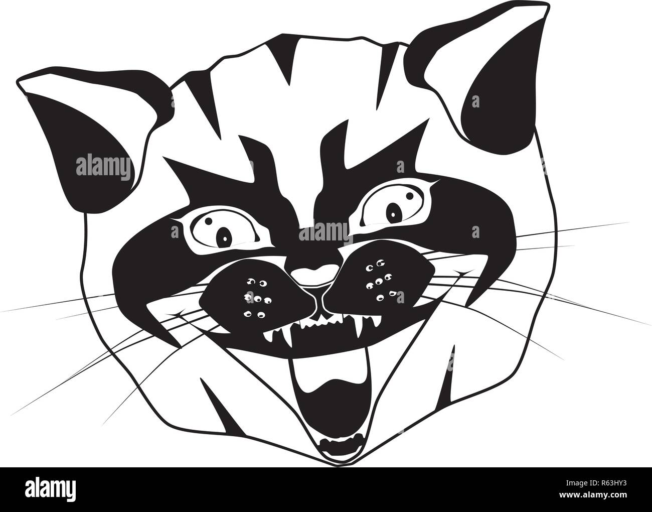 Cat head black silhouette on white vector illustration Stock Vector