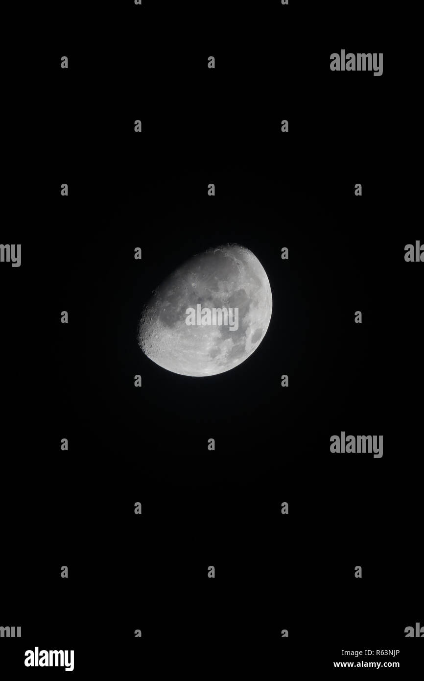 Waxing Gibbous Moon 30 October 2017 Portrait Stock Photo Alamy