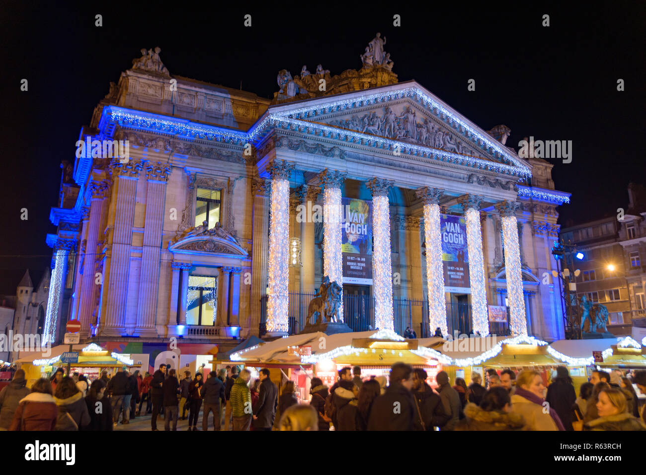 2018 Christmas market in Brussels, Belgium Stock Photo