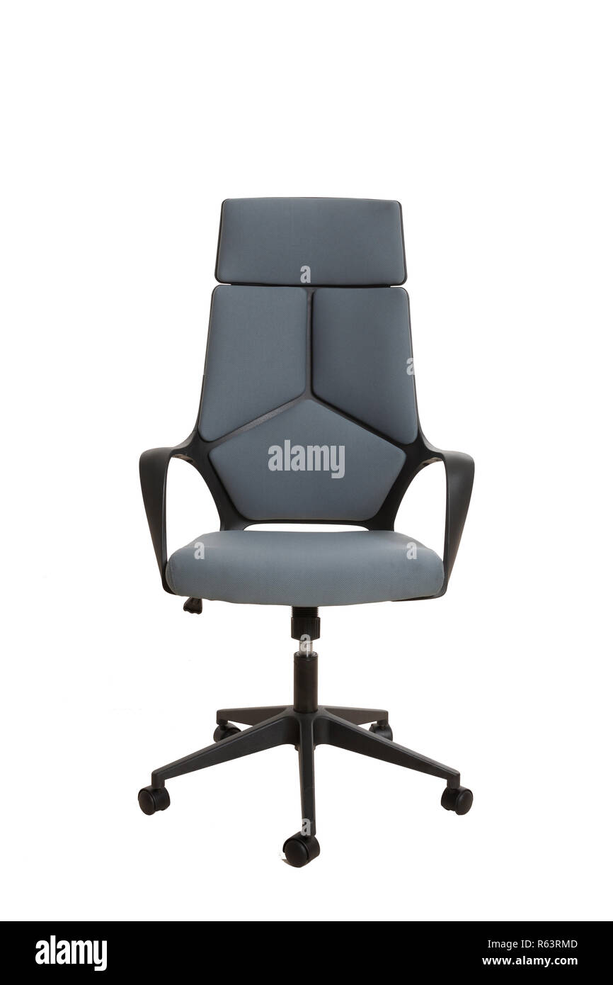 Front View Of A Modern Office Chair Made Of Black Plastic