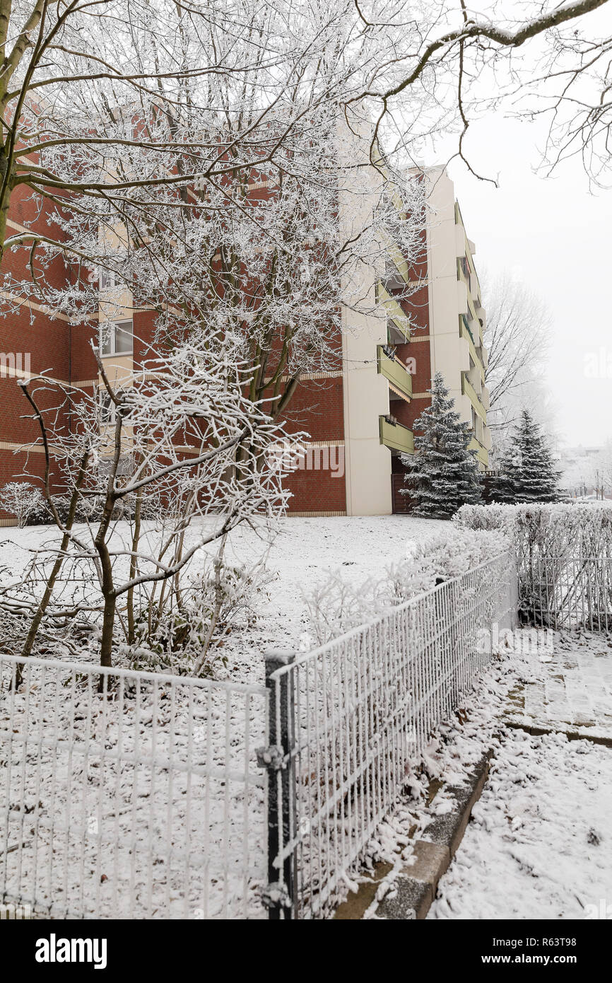 apartment building in winter Stock Photo Alamy