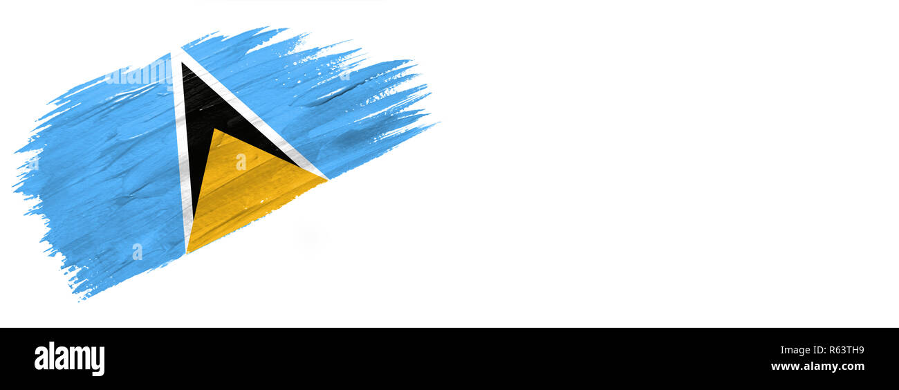 brushes painted flag. Hand-drawn style flag of Saint Lucia isolated on ...
