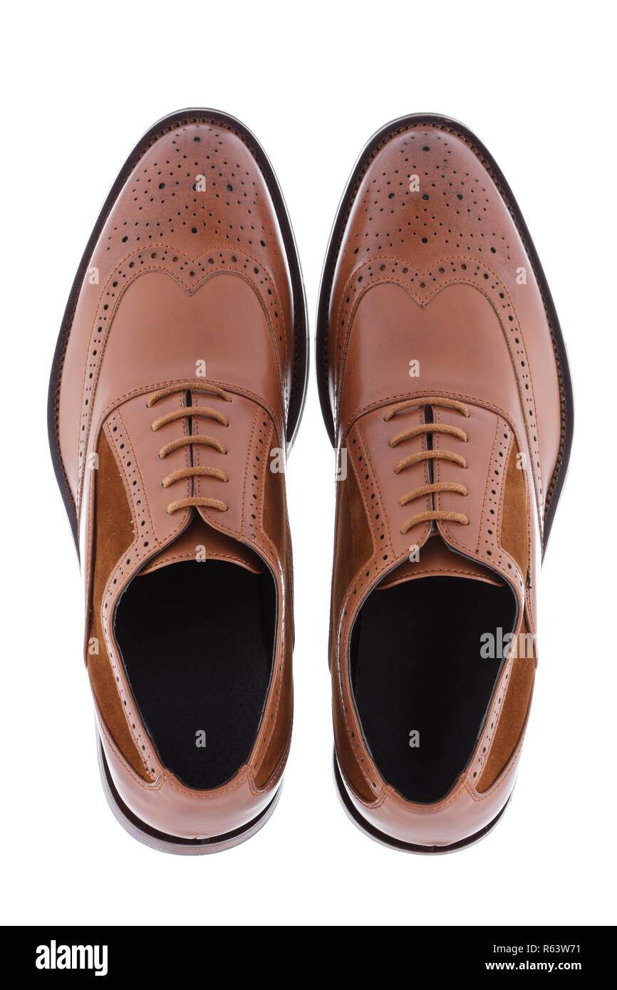 Men's brown shoes isolated on a white background Stock Photo