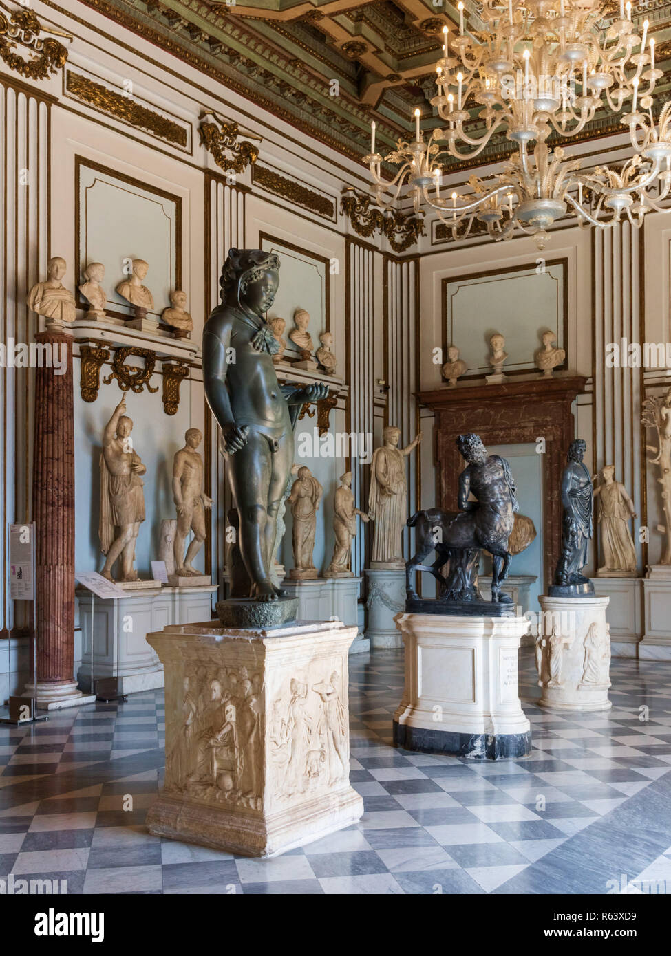 Palazzo Nuovo Great Hall, Capitoline Museums, Rome, Italy Stock Photo