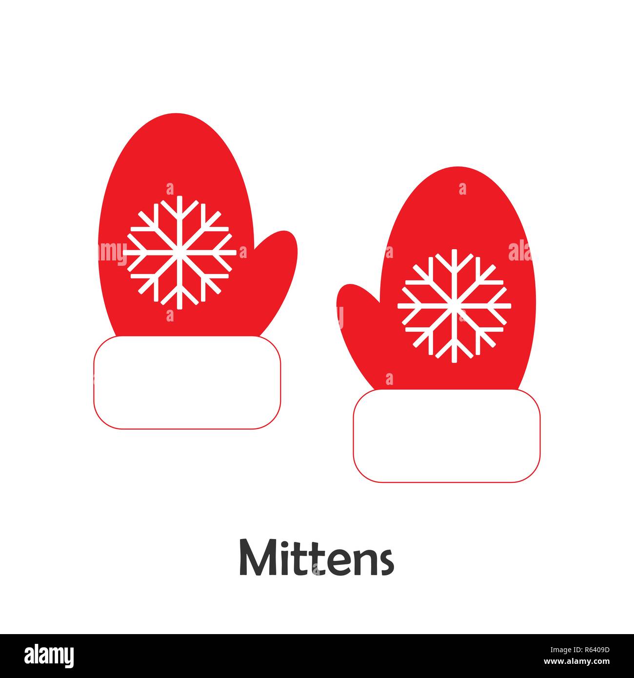 Mittens in cartoon style, christmas card for kid, preschool activity