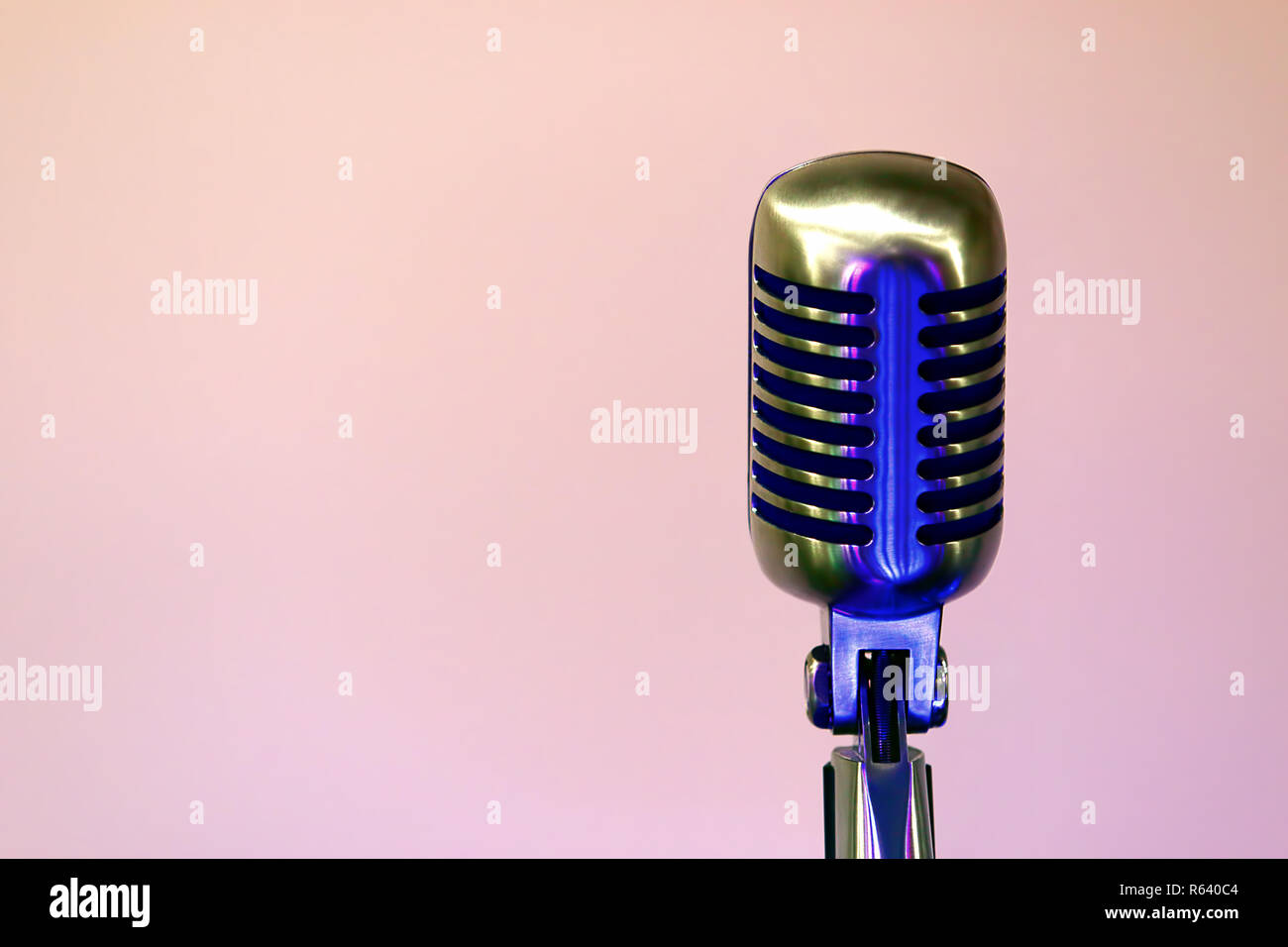 Retro microphone at concert and empty space for text Stock Photo