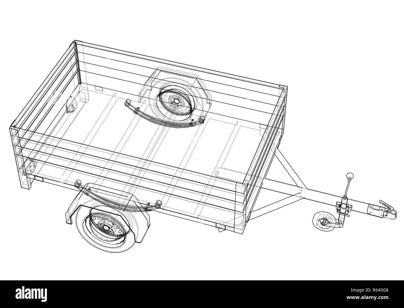 Sedan with open trailer sketch. Vector - Stock Illustration [44569236] -  PIXTA