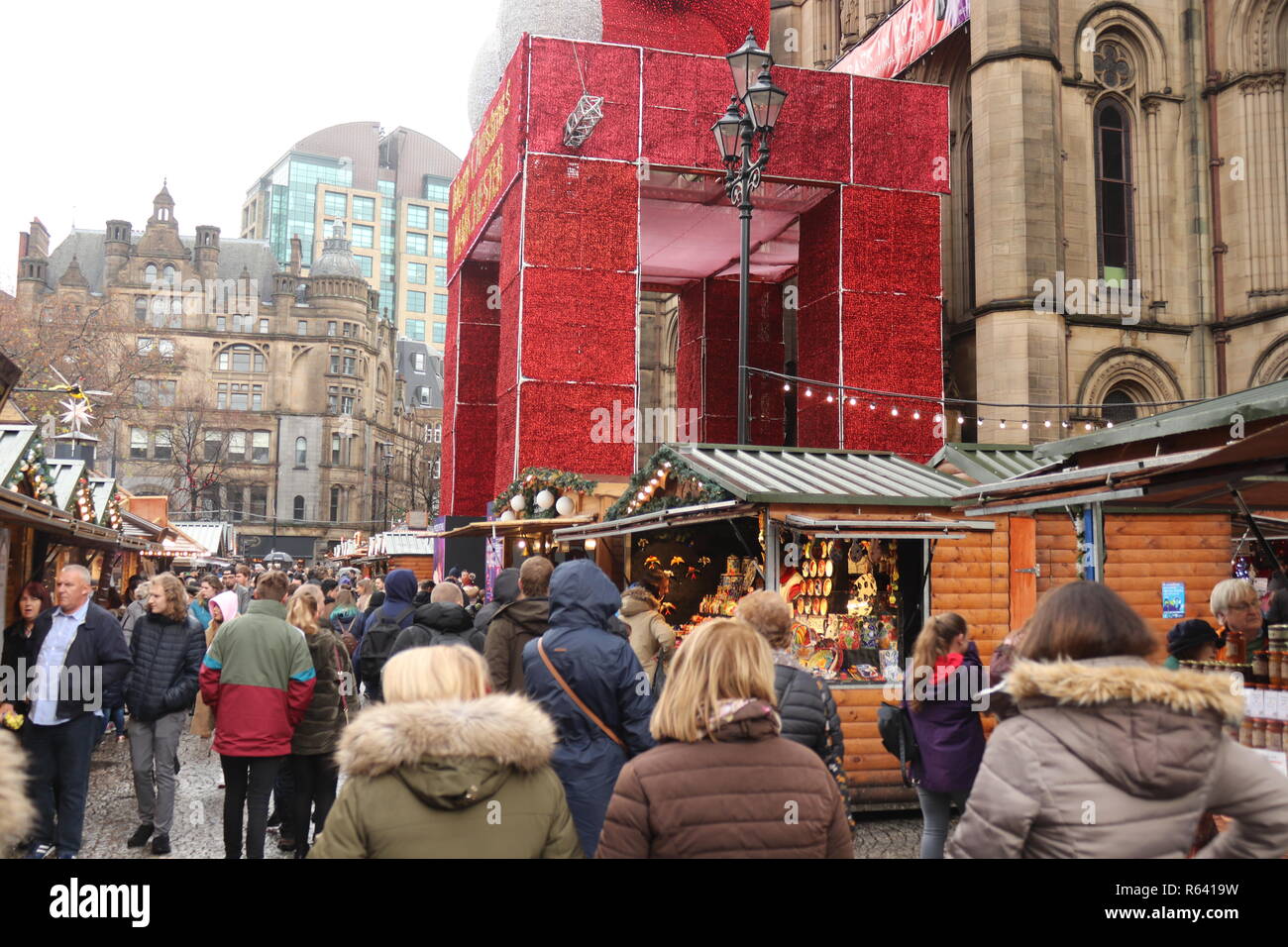 Christmas market Manchester UK Stock Photo Alamy