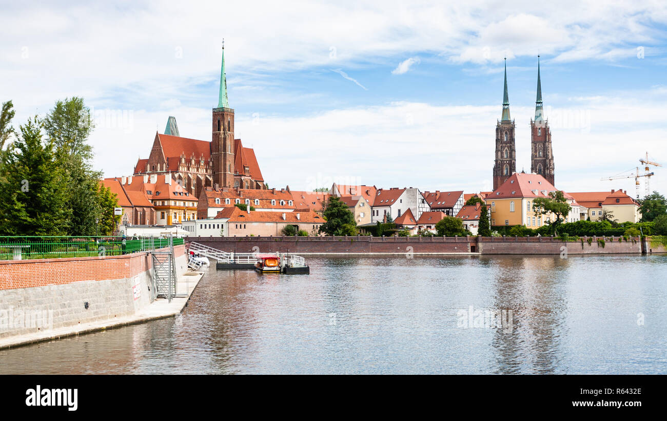 panorama with churches and Ostrow Tumski, Wroclaw Stock Photo - Alamy