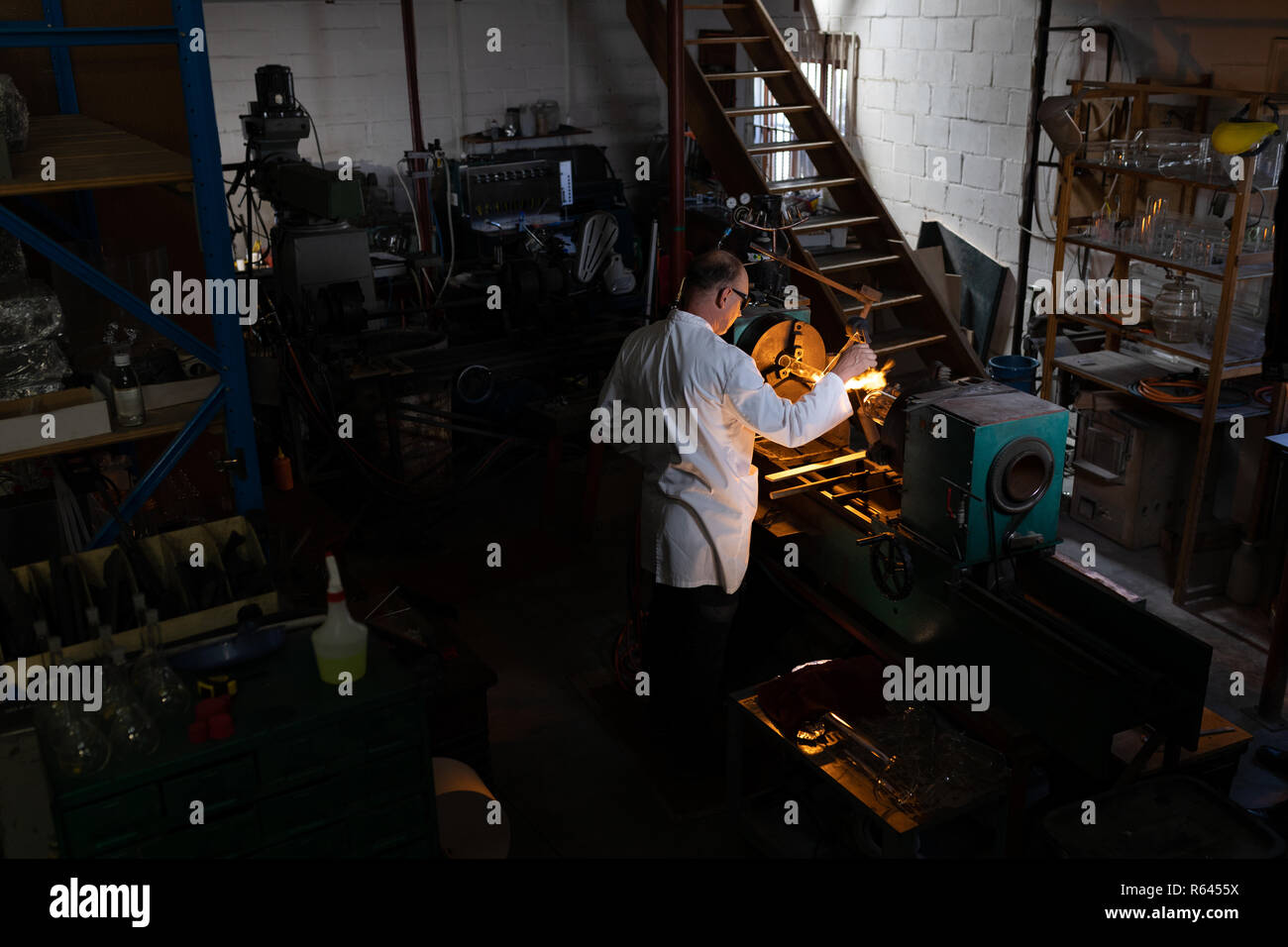 Worker using fire in hi res stock photography and images alamy
