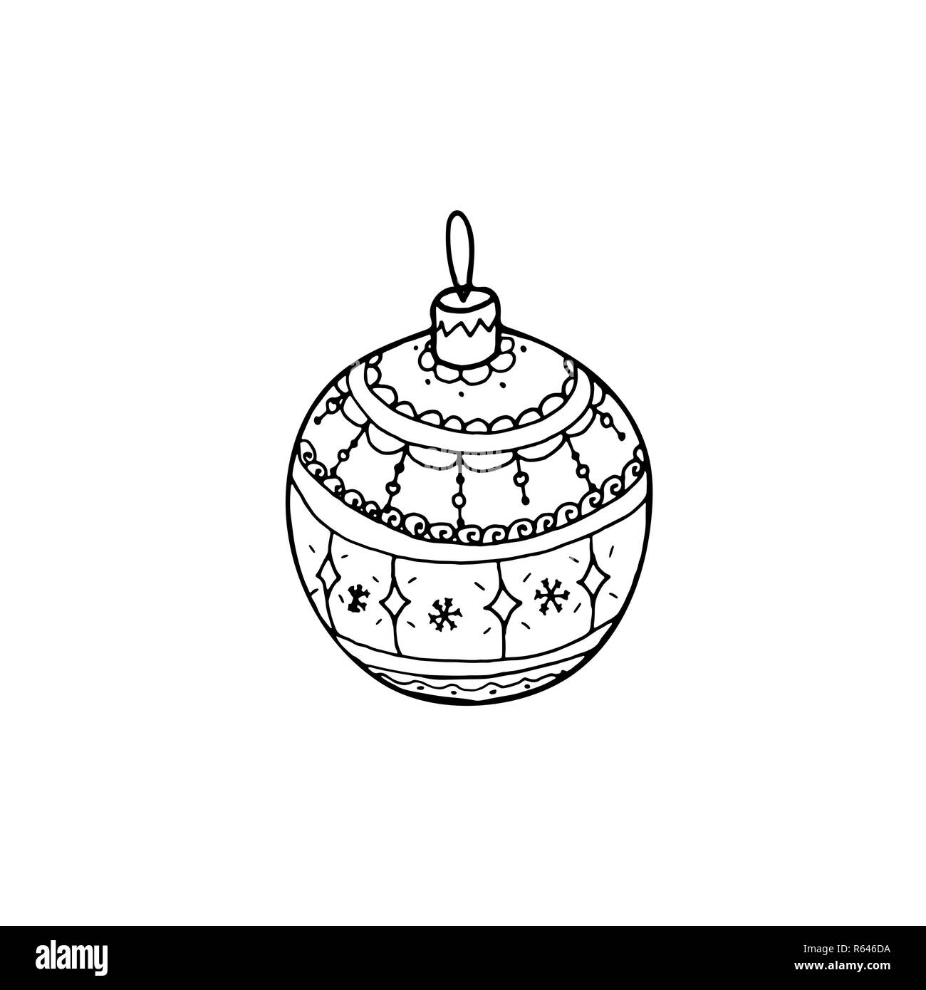 Vector Christmas decorative symbol - doodle tree ball toy. Christmas ...