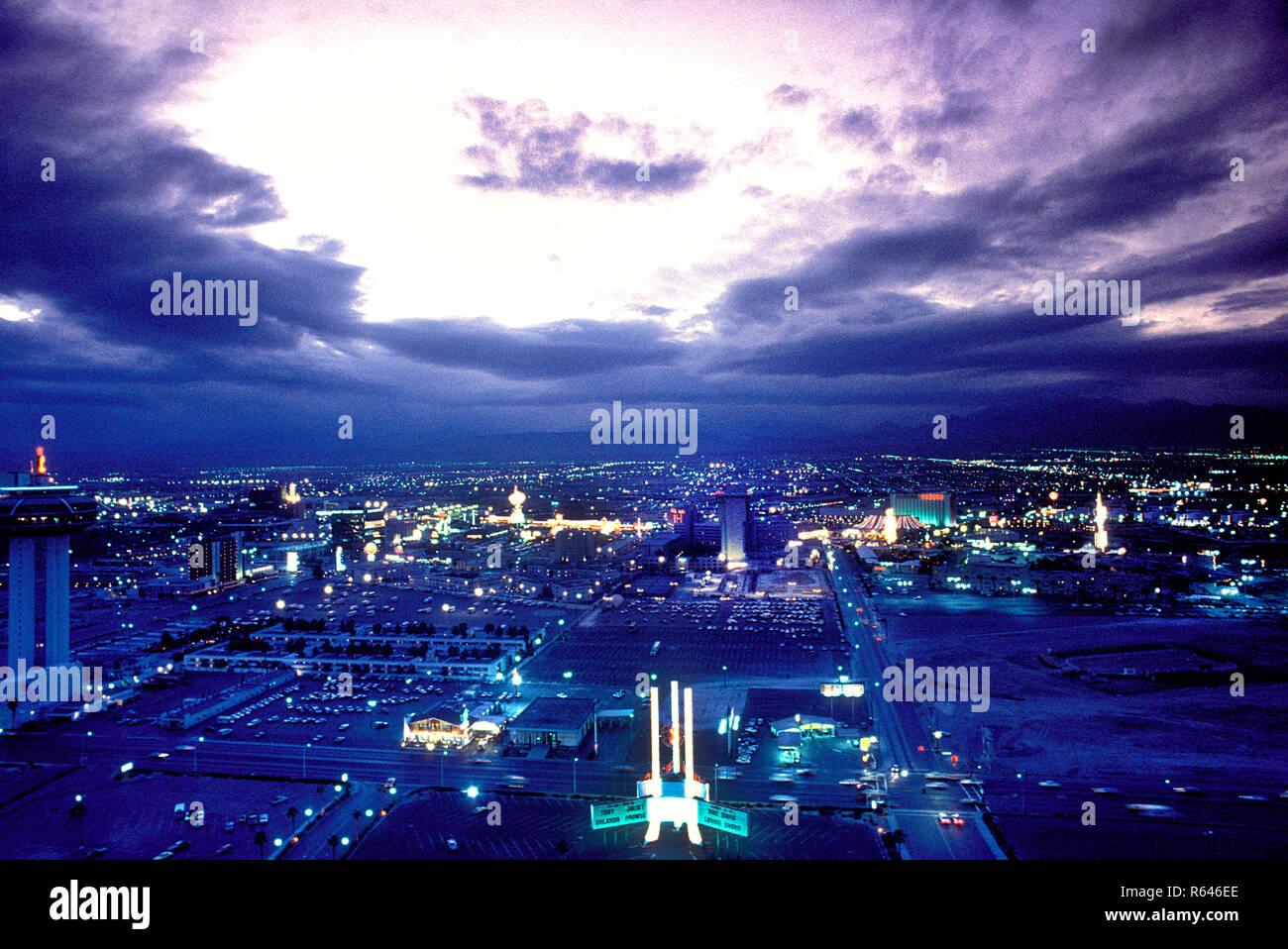 View of Las Vegas Nevada  from the Hilton Hotel in 1979 Stock Photo