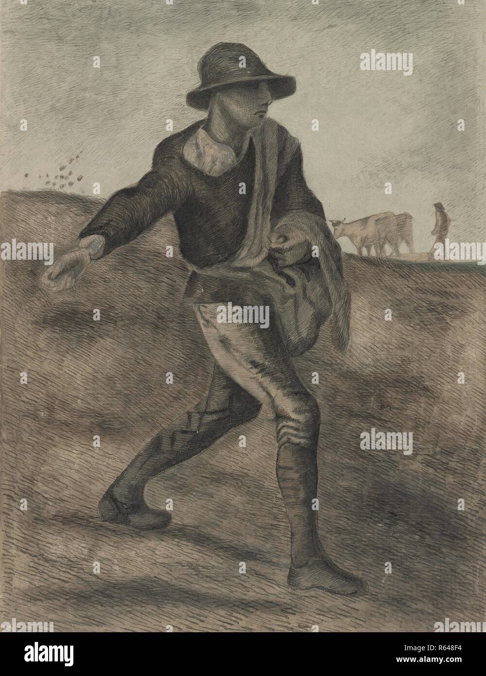 The Sower (after Millet). Date: April 1881, Etten. Dimensions: 48.1 cm x 36.7 cm. Museum: Van Gogh Museum, Amsterdam. Stock Photo