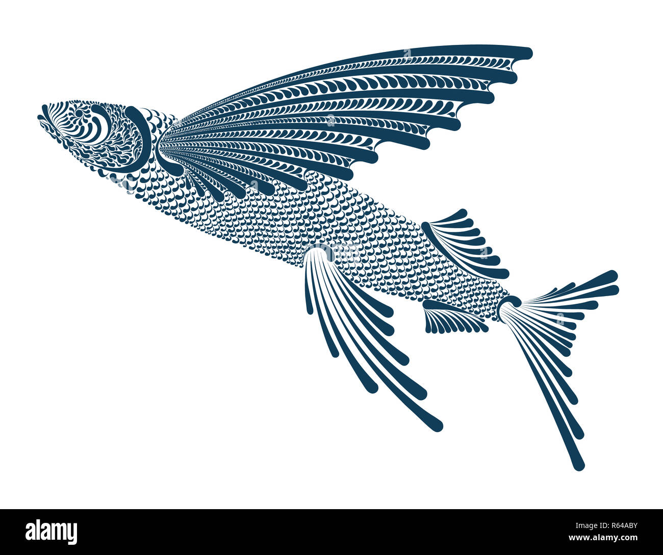 Illustration of a flying fish Stock Photo - Alamy