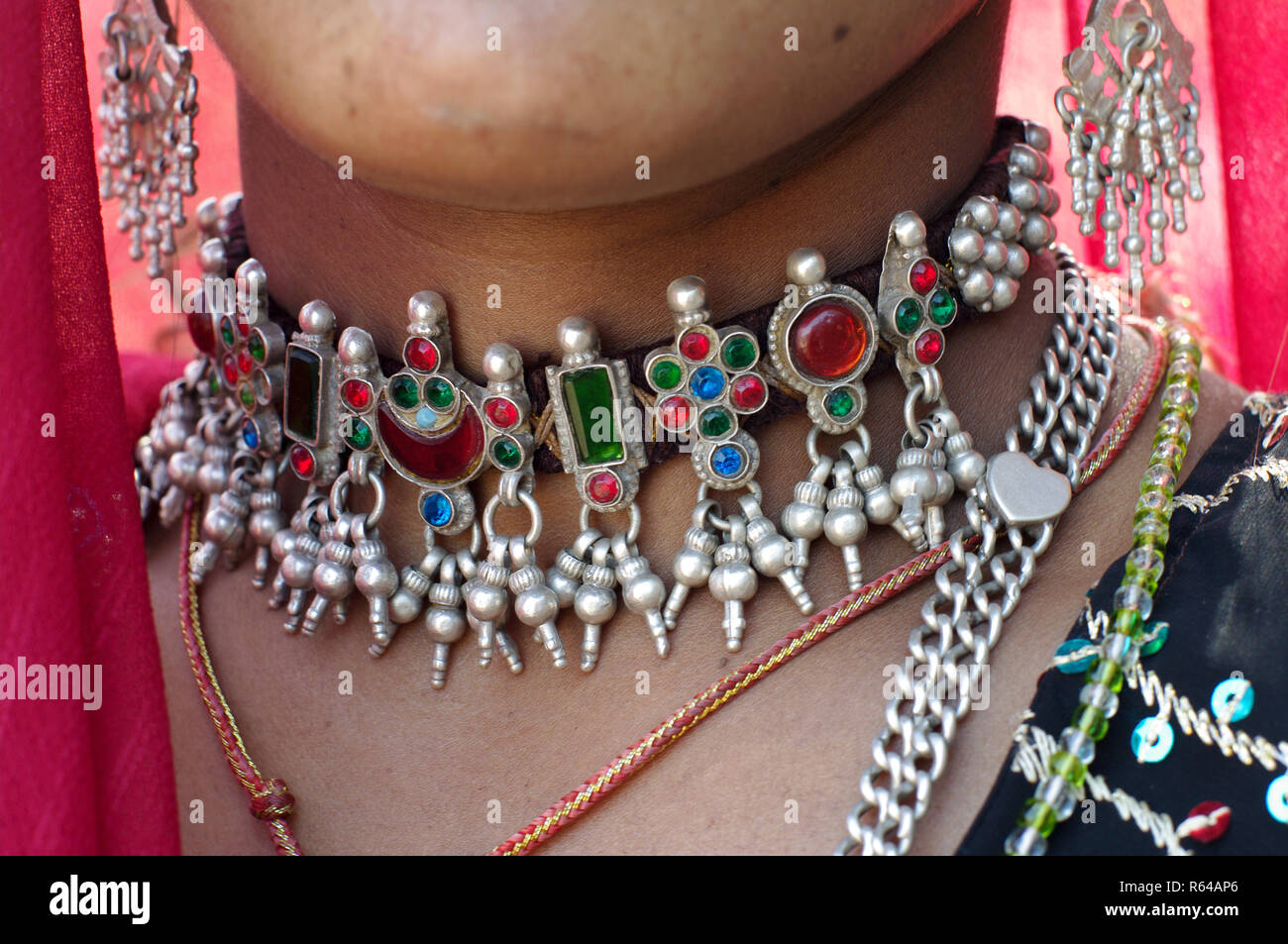 Rabari woman with necklace Stock Photo