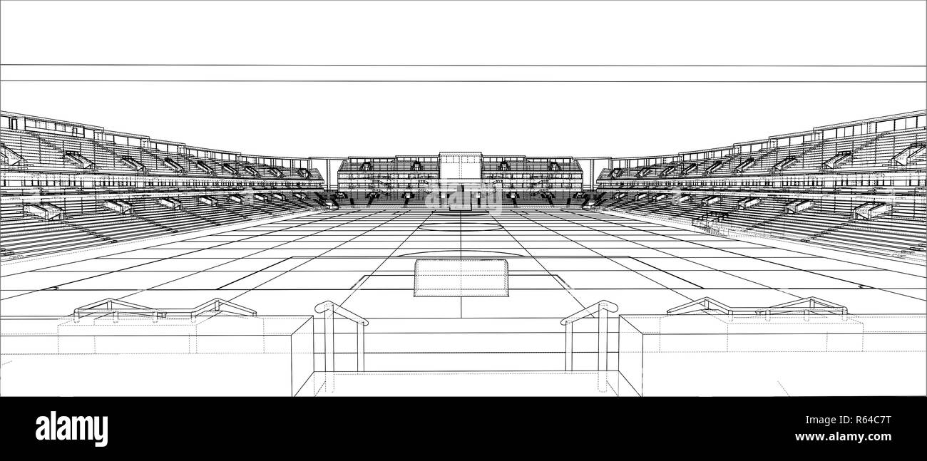 Sketch of Football stadium Stock Photo