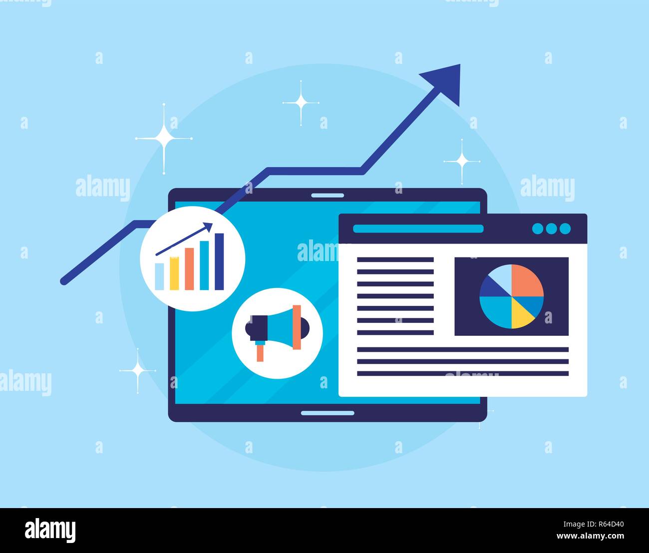mobile page diagram arrow search engine optimization vector ...