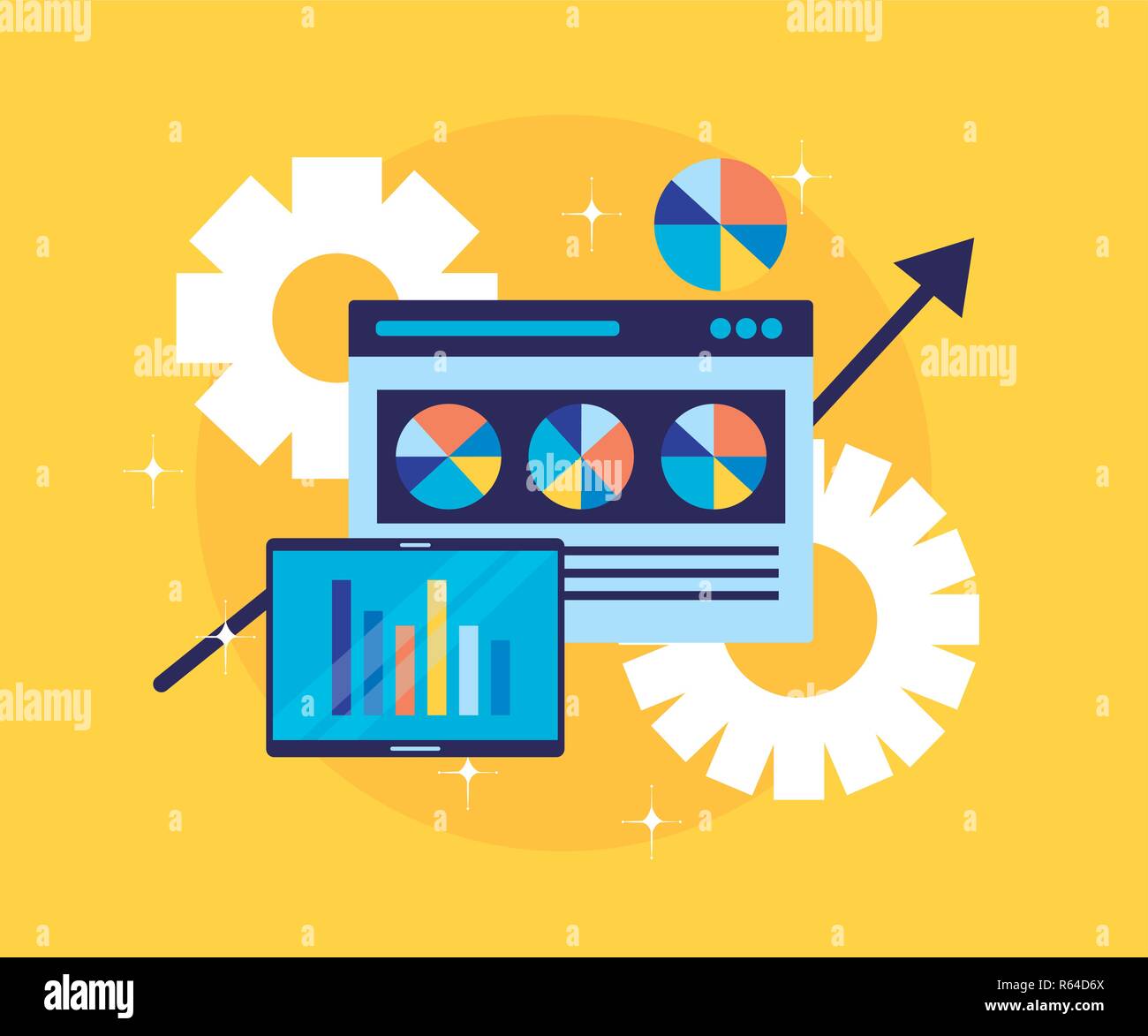 mobile chart statistics website search engine optimization vector ...