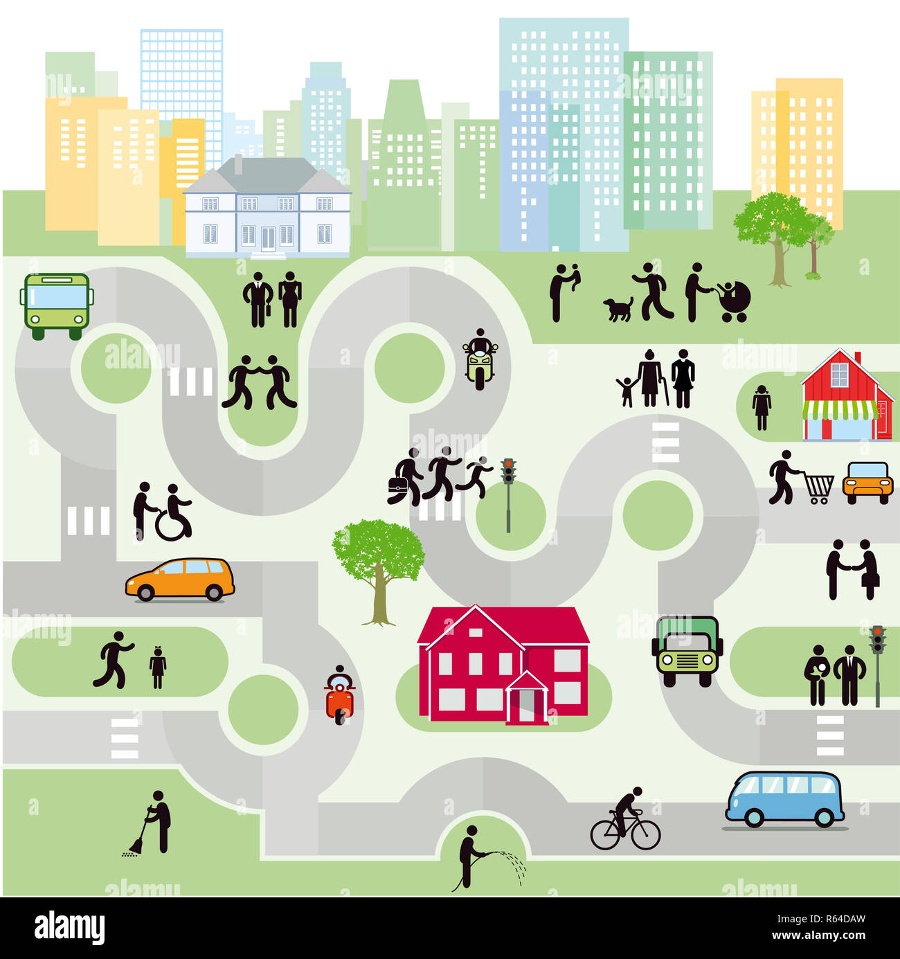city with pedestrians and traffic Stock Photo - Alamy