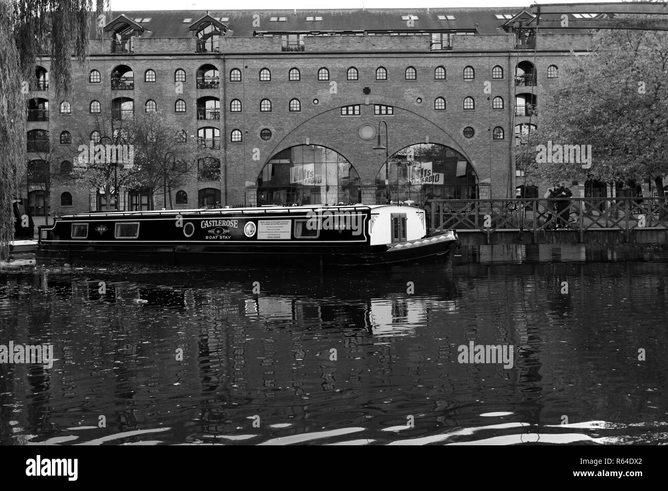 Narrowboats on the Bridgewater Canal, Castlefield, Manchester, Lancashire, England, UK Stock Photo