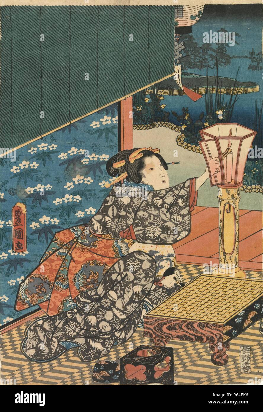 Framed Triptych Woodblock Print by Utagawa Kunisada - Ca 1851 Framed Triptych Woodblock Print by Utagawa Kunisada - Ca 1851